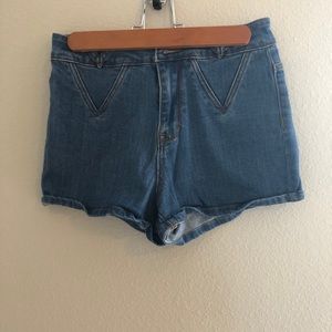 High waisted, short jean shorts